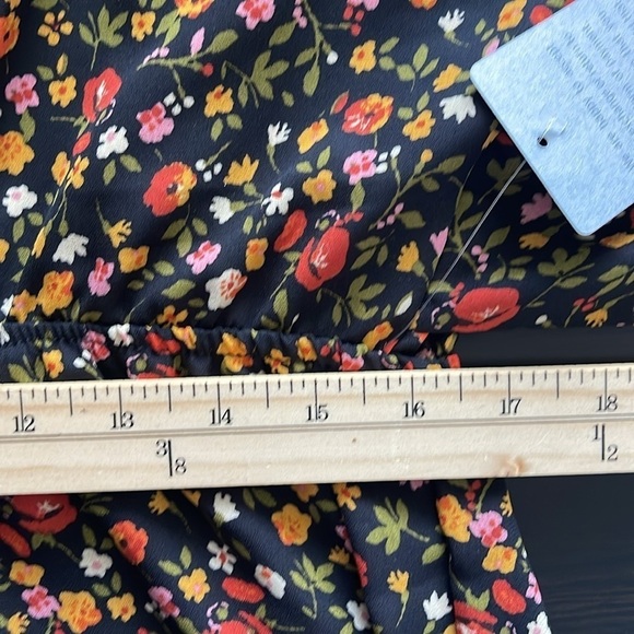 Max + Ash Black Ditzy Floral Print Midi Dress Size XL Puff Sleeve High Neck NWT - Picture 13 of 15